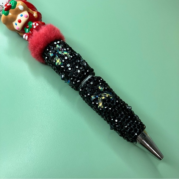 Holiday Handmade Beaded Pen with Handpainted Christmas Boy & DIY Picture Bead - Picture 5 of 7